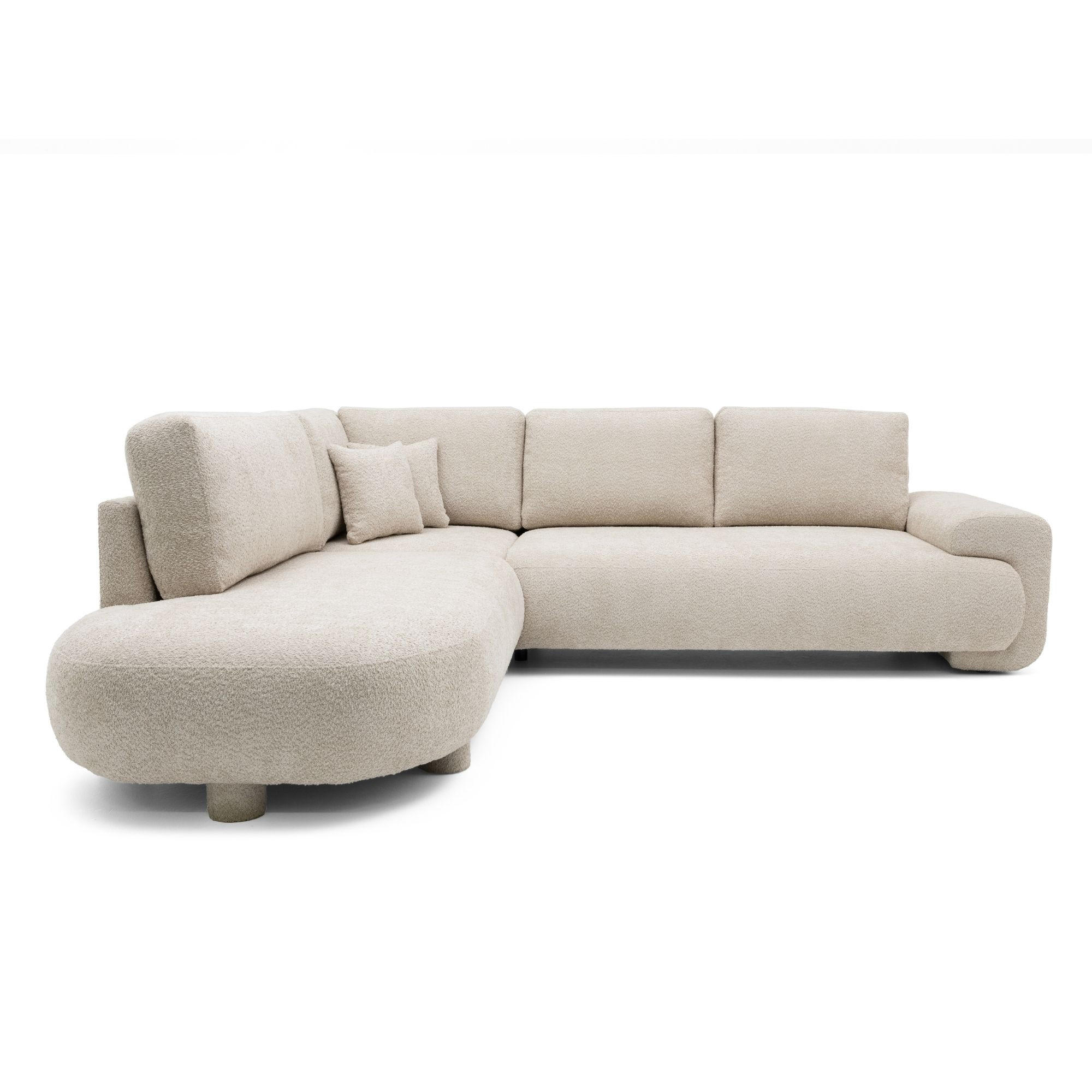 4-SITZER Ecksofa MIRABEL L Links 285x255 cm Bouclé Creme - Creme, Holz/Kunststoff (285/255cm) - Muffo