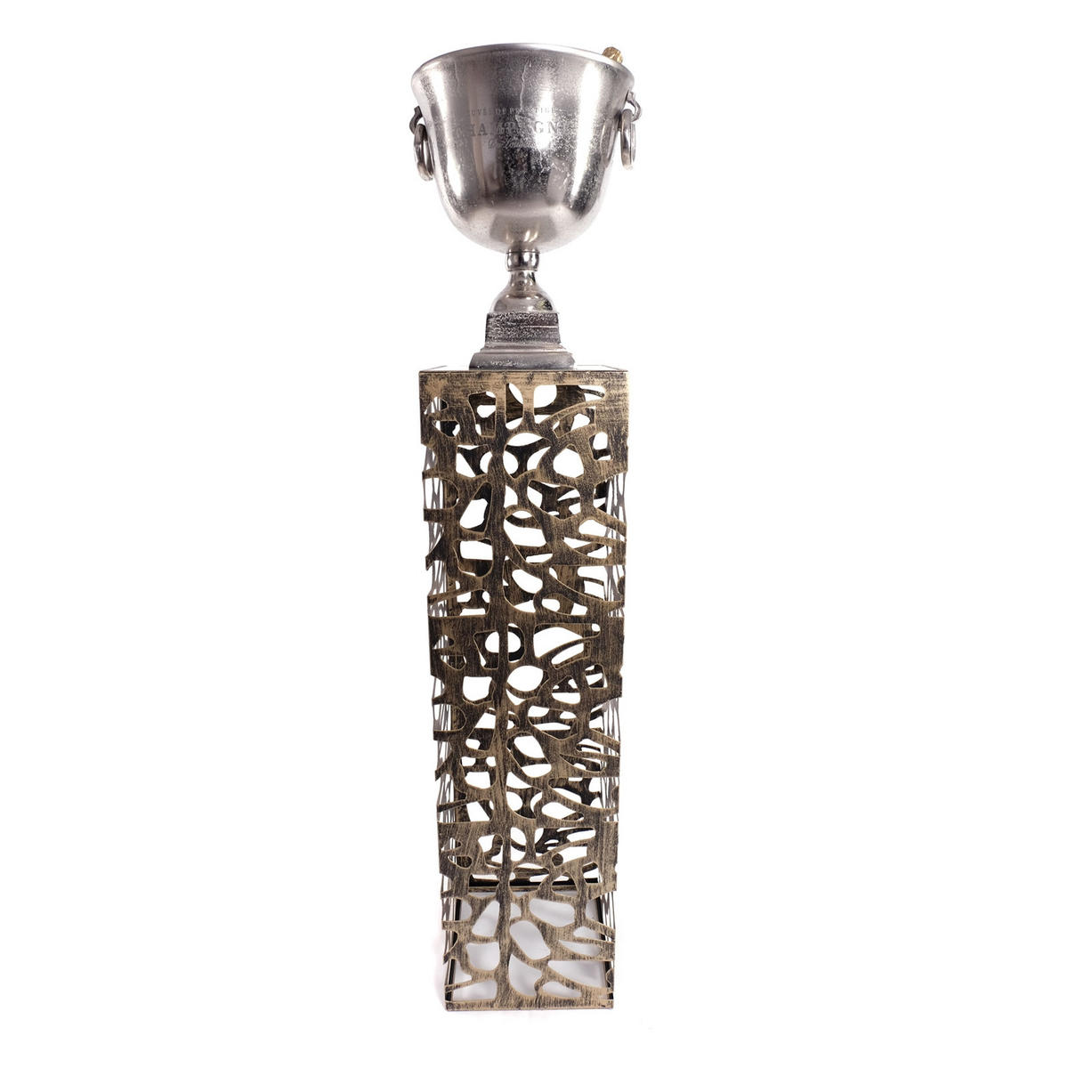 SÄULE Enza Grande Metall antik-silber - Goldfarben, Metall (27/27/100cm) - DESIGN DELIGHTS