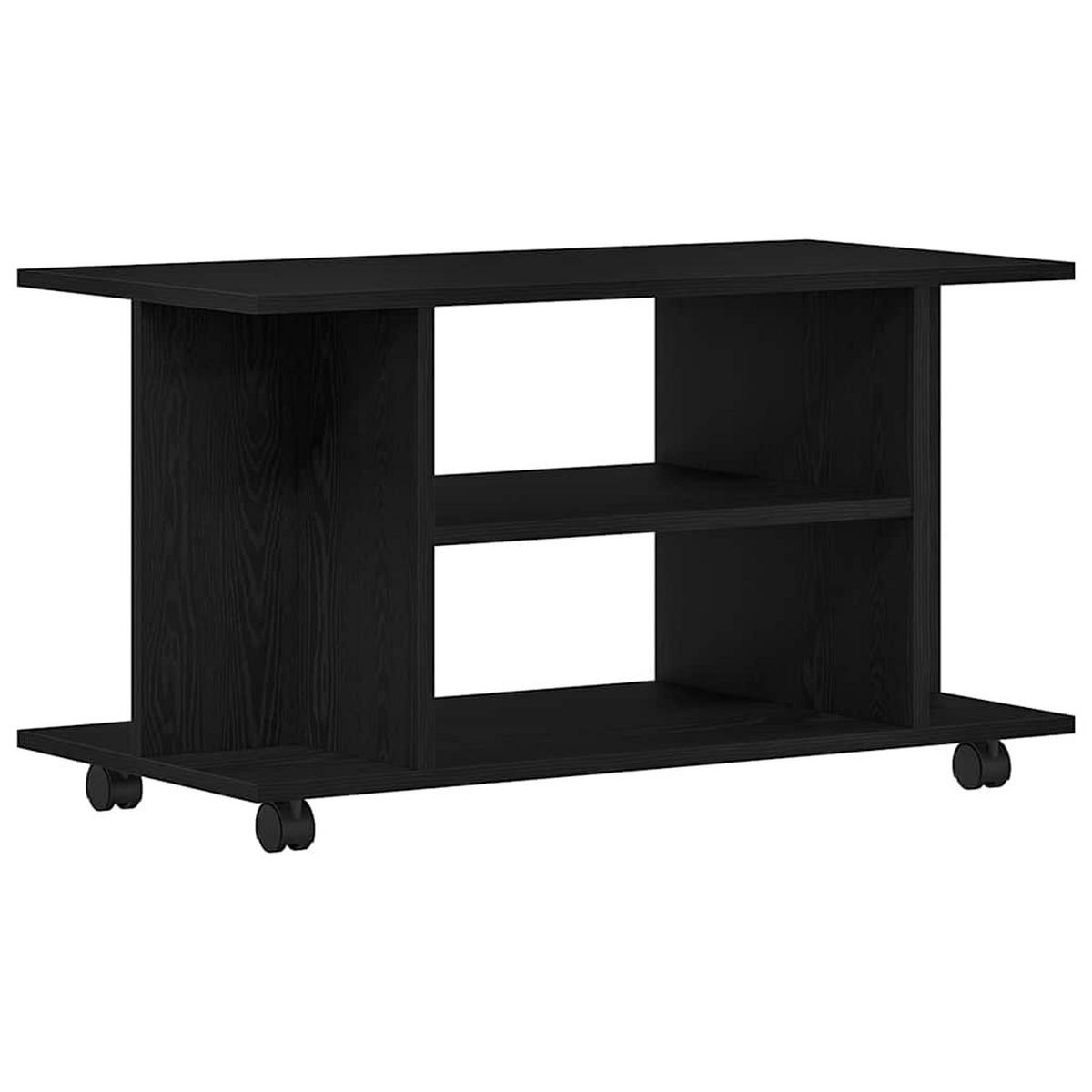 TV-SCHRANK Mit Rollen Schwarz Eichen-Optik 80/40/45 Cm - Schwarz, Holzwerkstoff (40/45/80cm) - vidaXL