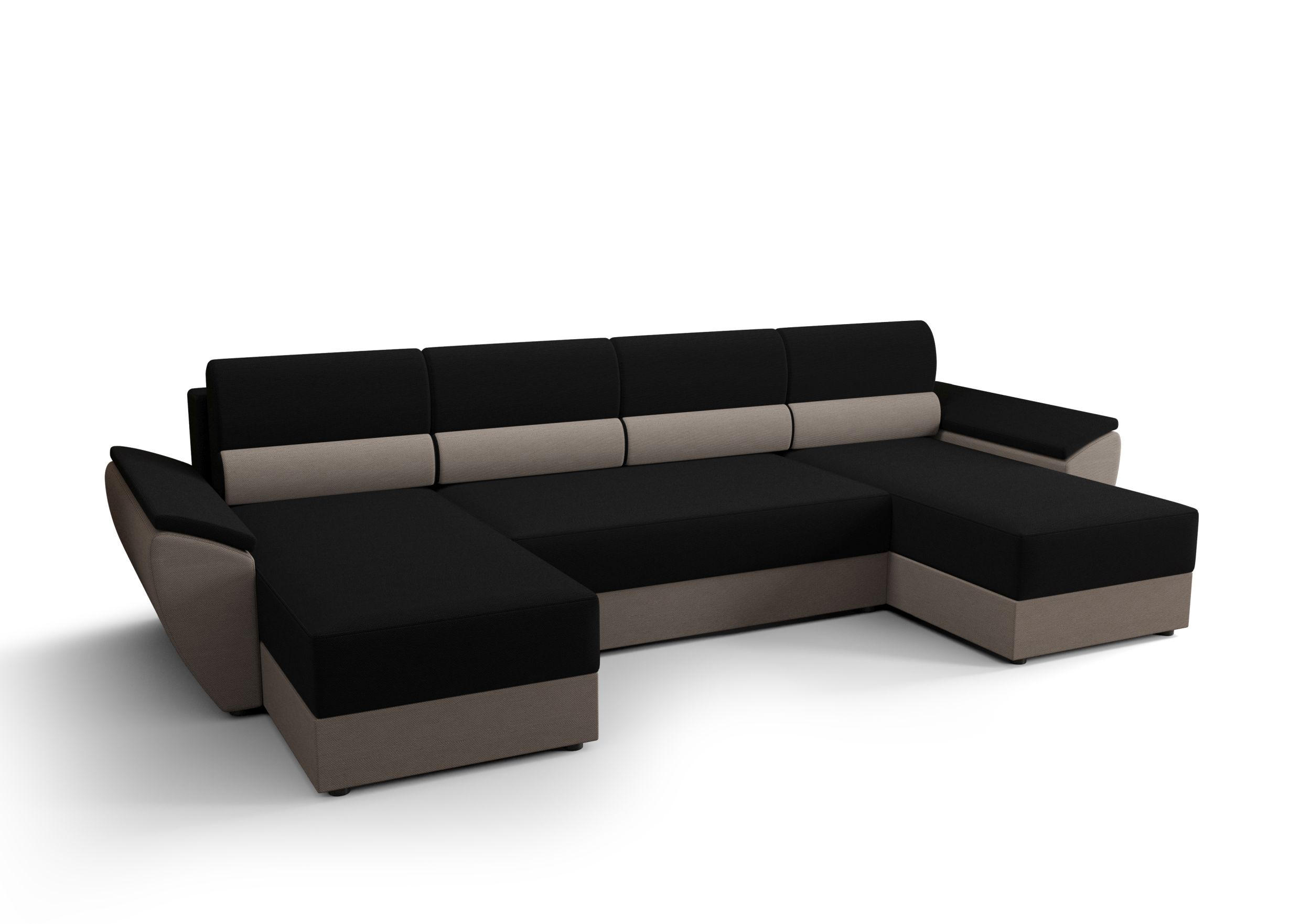 ECKSOFA REBIU2 RAINBOW 15+83 mit Schlaffunktion - Schwarz, Textil (326/86/140cm) - Bedante