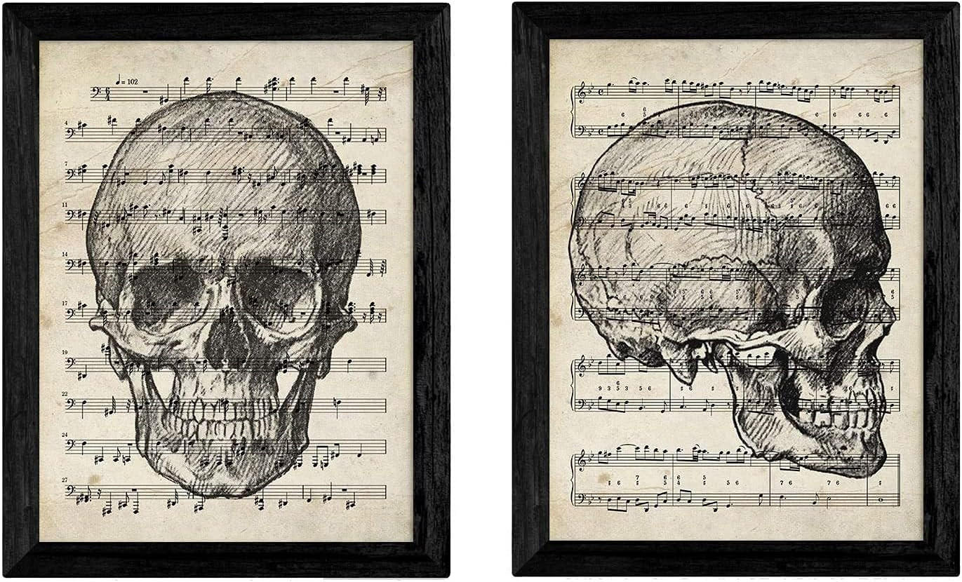 POSTER Set Mit 2 Vintage Mit Schädeln A4 Rahmenlos - Klar, Papier (29.7/5/21cm) - Nacnic