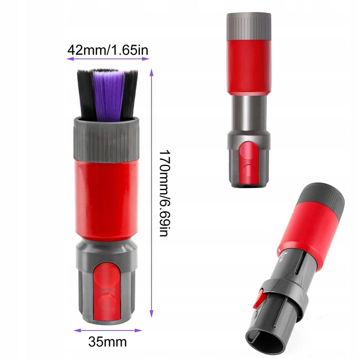 BÜRSTE V8/V10/V11/V12/V15 Staubbürste, antistatische PBT-Borsten 0,05 mm, abnehmbar, Softrolle - Multicolor, Kunststoff/Metall (10/10/10cm)