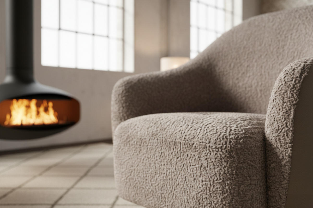 DREHSESSEL BRITTO Taupe Kunstleder, Bouclé Drehbar (360°) - Taupe/Schwarz, Textil/Metall (81/85/83cm) - KAWOLA