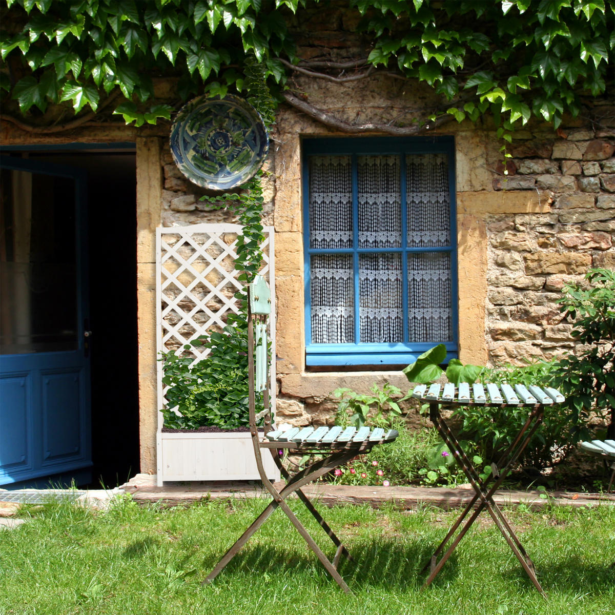 RANKKASTEN - Weiß, Holz (36/90/36cm) - Relaxdays