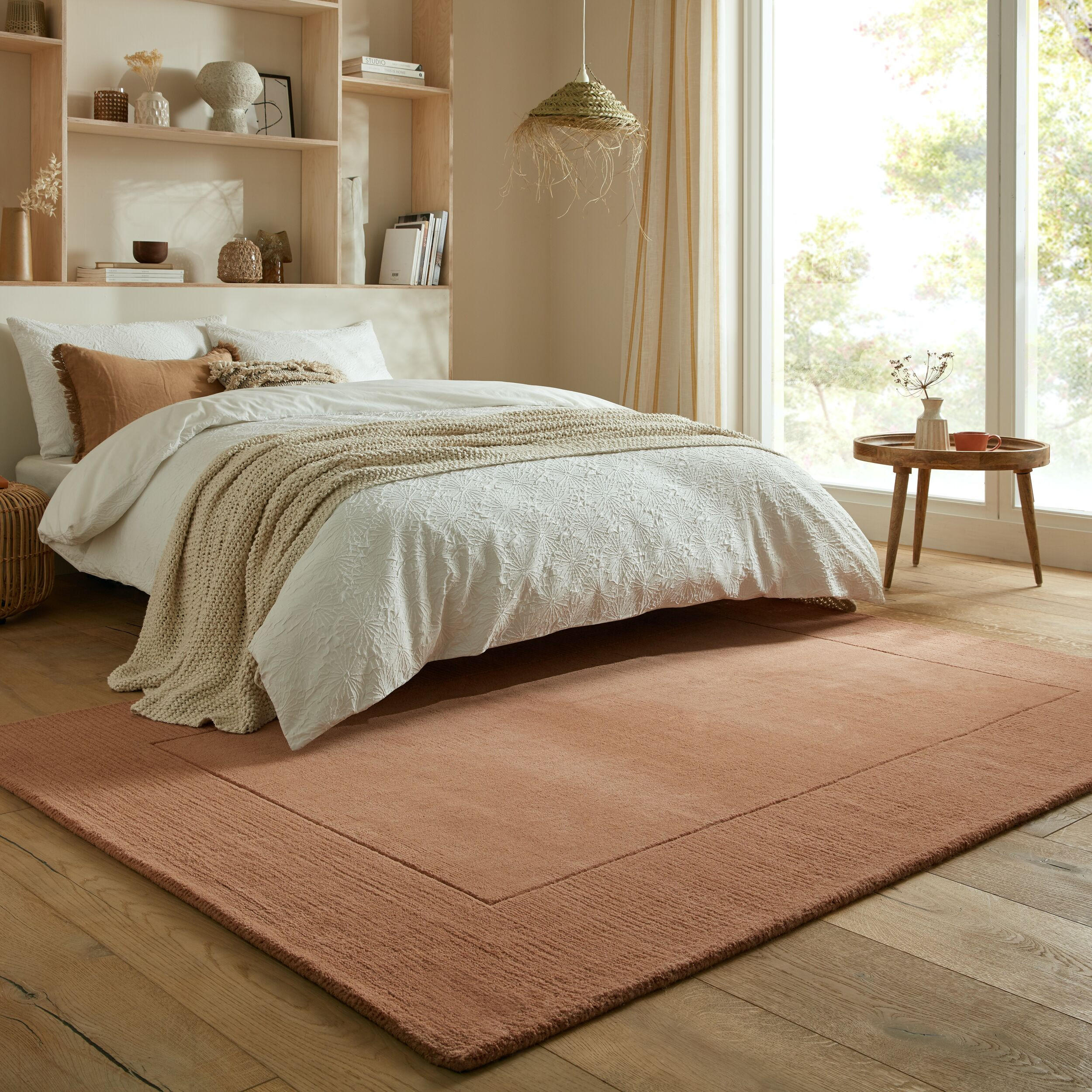 WOLLTEPPICH Uni-Design, mit Randdetails, handgewebt MOLE, Orange 160x230 cm - Orange, Textil (160/230cm) - KADIMA DESIGN