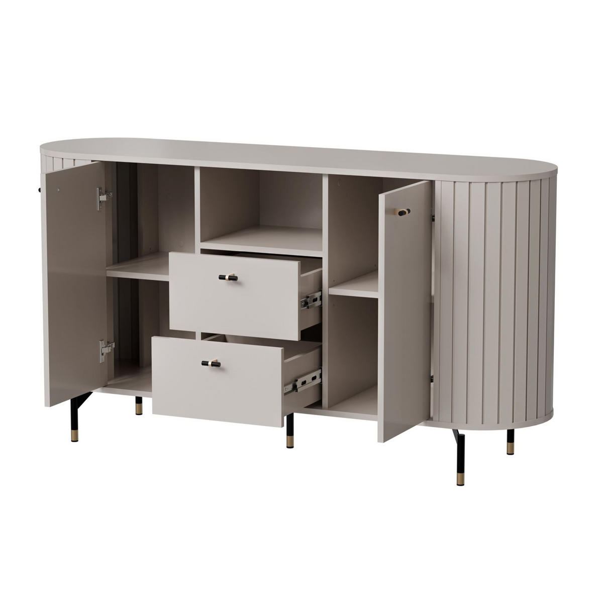 SIDEBOARD Zante Graubeige 150 cm - Taupe/Goldfarben, Holzwerkstoff/Metall (150/81/40cm) - Selsey
