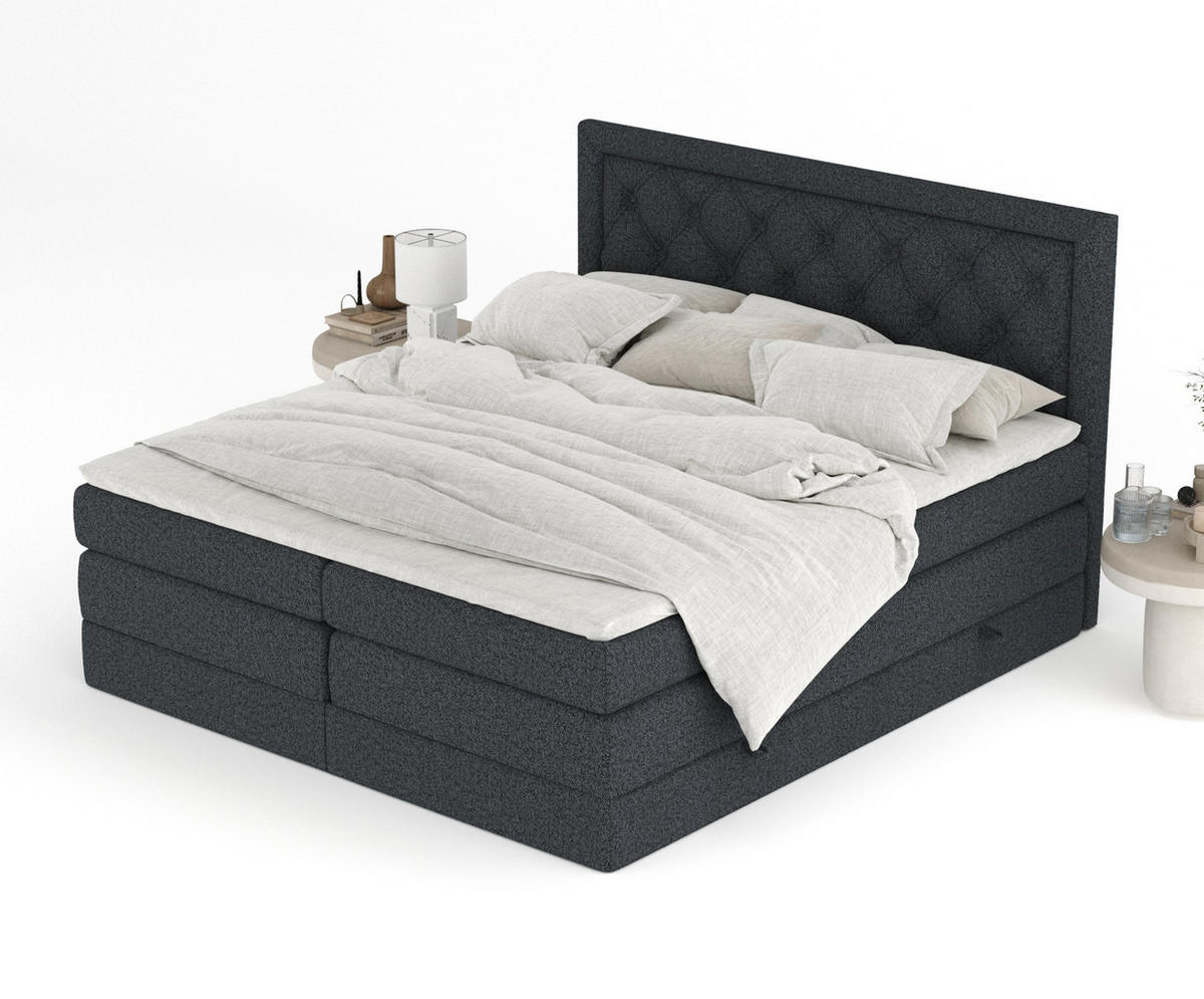 BOXSPRINGBETT Aurelia Schwarz 200/200 cm - Schwarz, Holz/Holzwerkstoff (200/200cm) - Maison de Reve