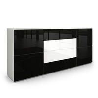 SIDEBOARD Rova Schwarz Hochglanz / Weiß Hochglanz - Schwarz Hochglanz, Holzwerkstoff (166/72/35cm) - Vladon
