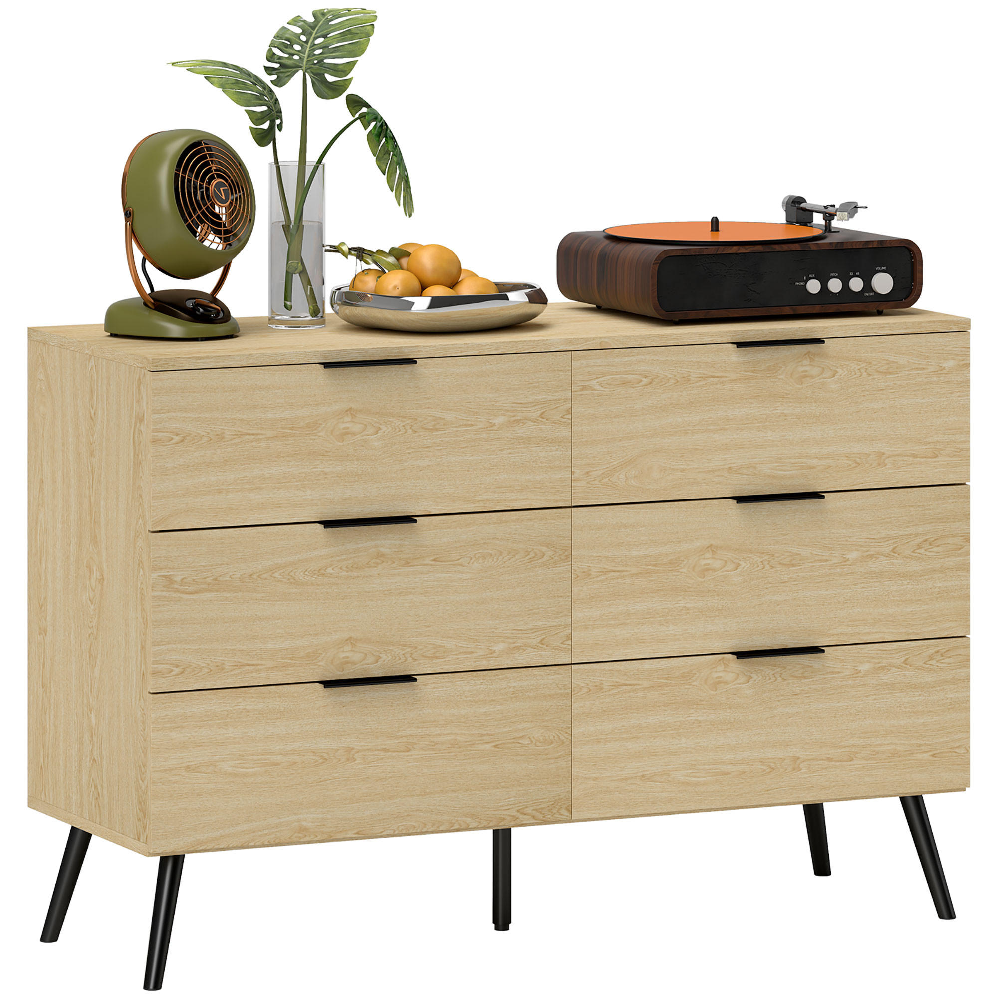 KOMOODE DE-12838 6 Schubladen, modern Holzfarbe - Eichefarben, Holzwerkstoff (110/75/40cm) - ComfortXL