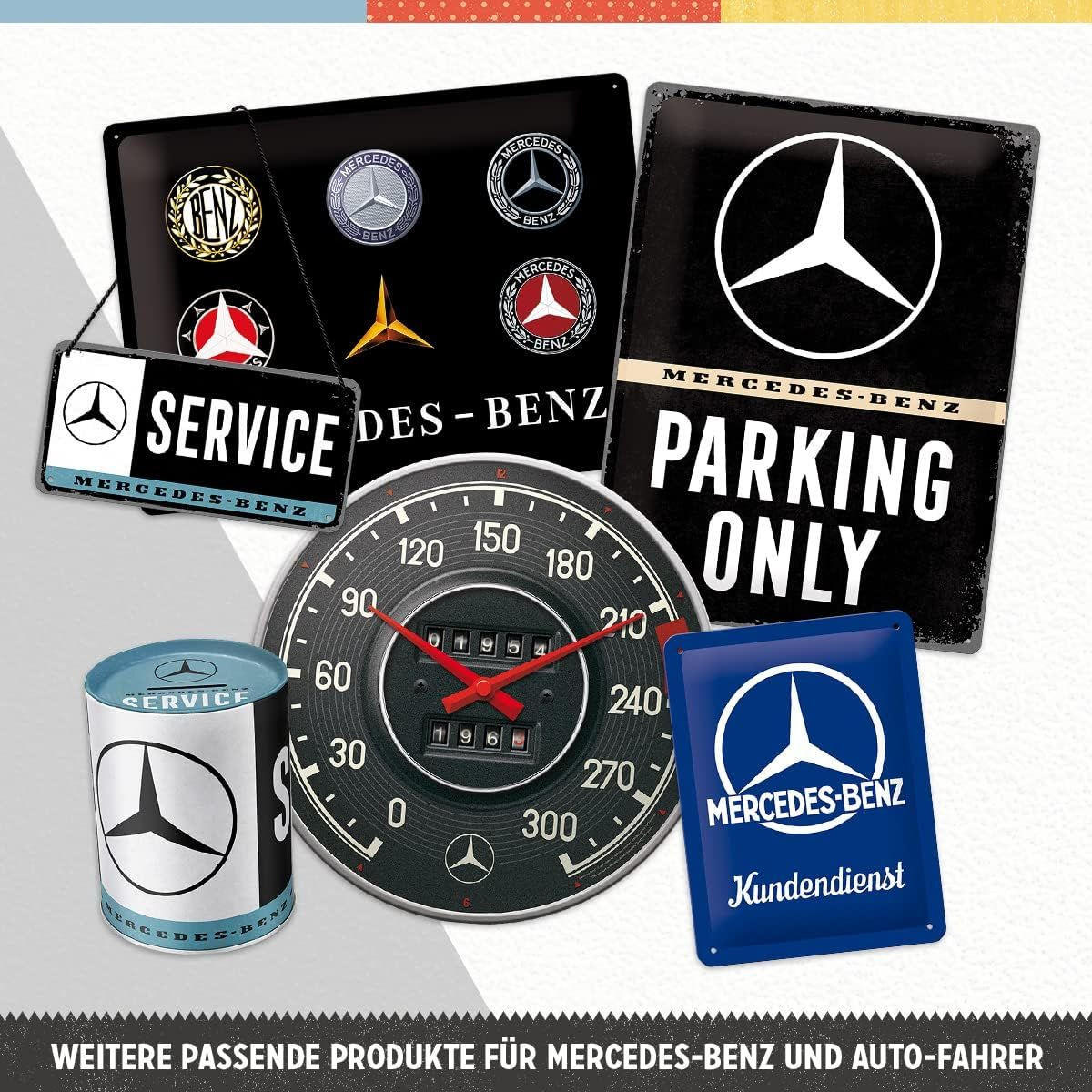 BLECHSCHILD 30/40 cm Mercedes-Benz Service Emblem Blue - Multicolor, Metall (30/40/0.2cm) - Nostalgic-Art
