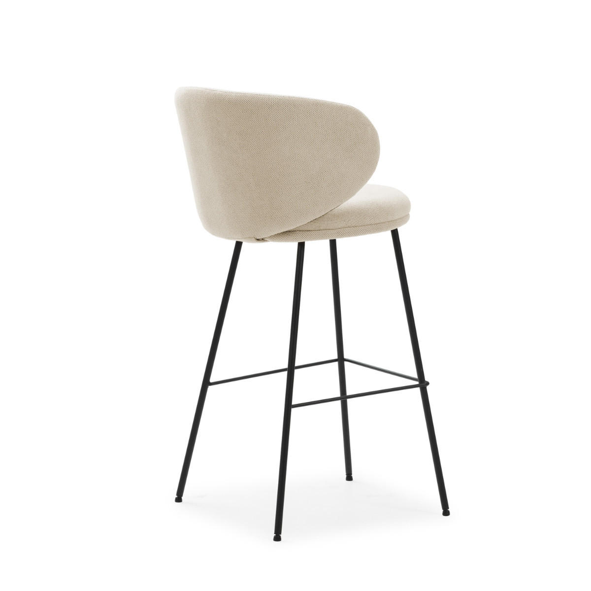 BARHOCKER (Set aus 2) aus Stoff mit schwarzen Metallbeinen - rush 56/53/65 cm - Beige, Textil (53/65/56cm) - Calicosy