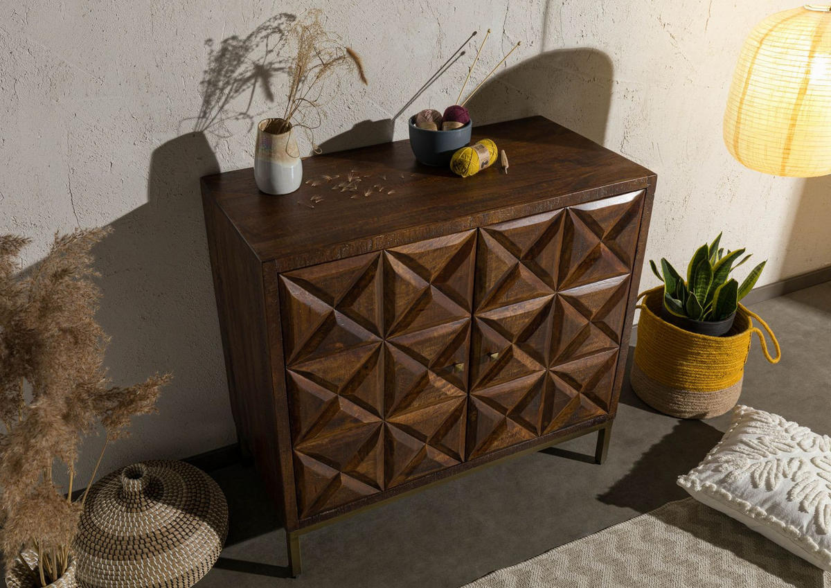 SIDEBOARD Mango 94x46x86 braun lackiert STILMÖBEL #125 - Braun, Holz (94/86/46cm) - Massivmoebel24