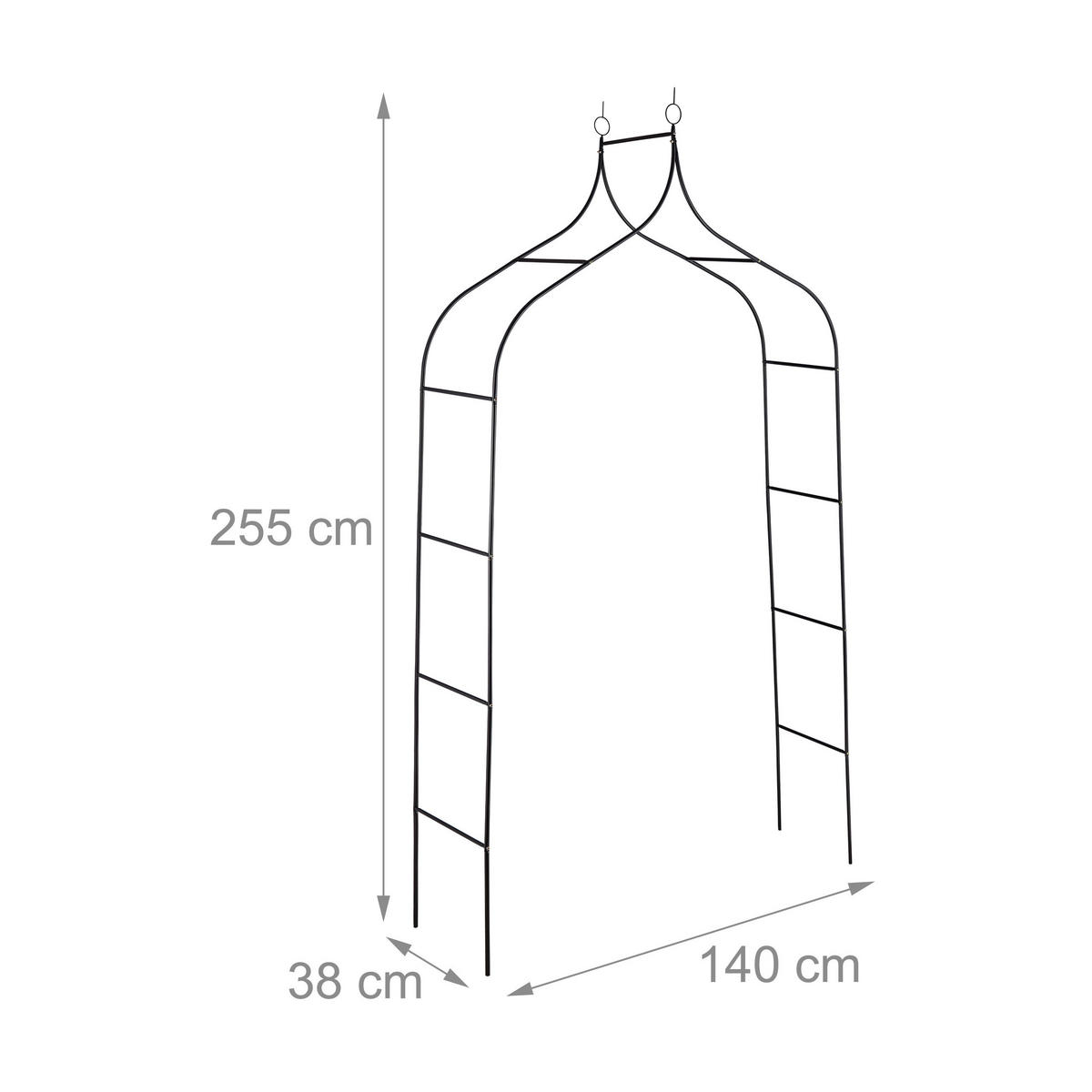 ROSENBOGEN - Schwarz, Metall (140/255/38cm) - Relaxdays