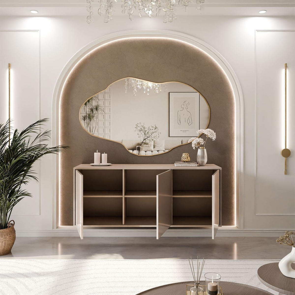 KOMMODE SANAYI Kaschmir Hochglanz – hängend - Kaschmir, Holzwerkstoff (154/60/40cm) - Lookway