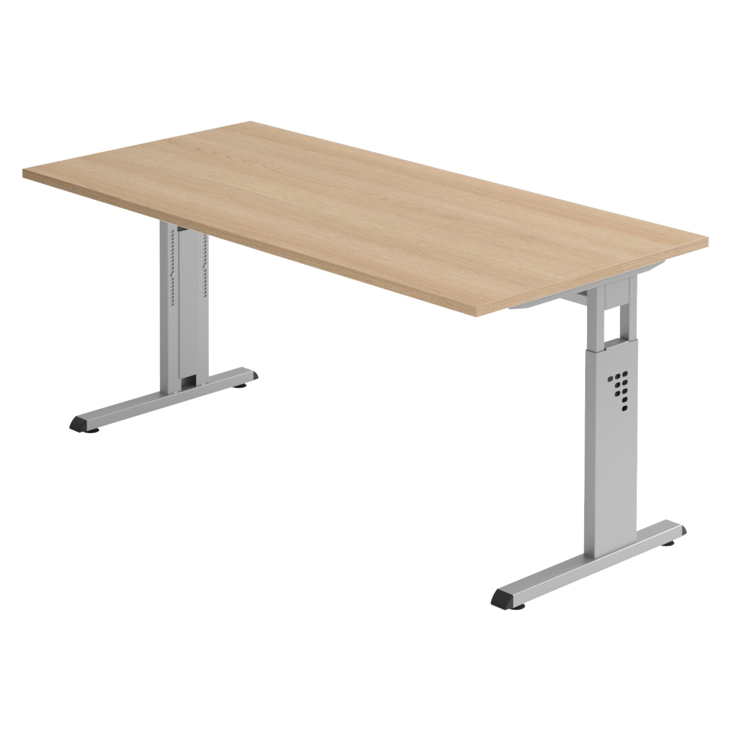 SCHREIBTISCH Serie-O 80/160/74 cm in Eichefarben/Silberfarben - Eichefarben/Silberfarben, Holzwerkstoff (80/160/74cm) - bümö
