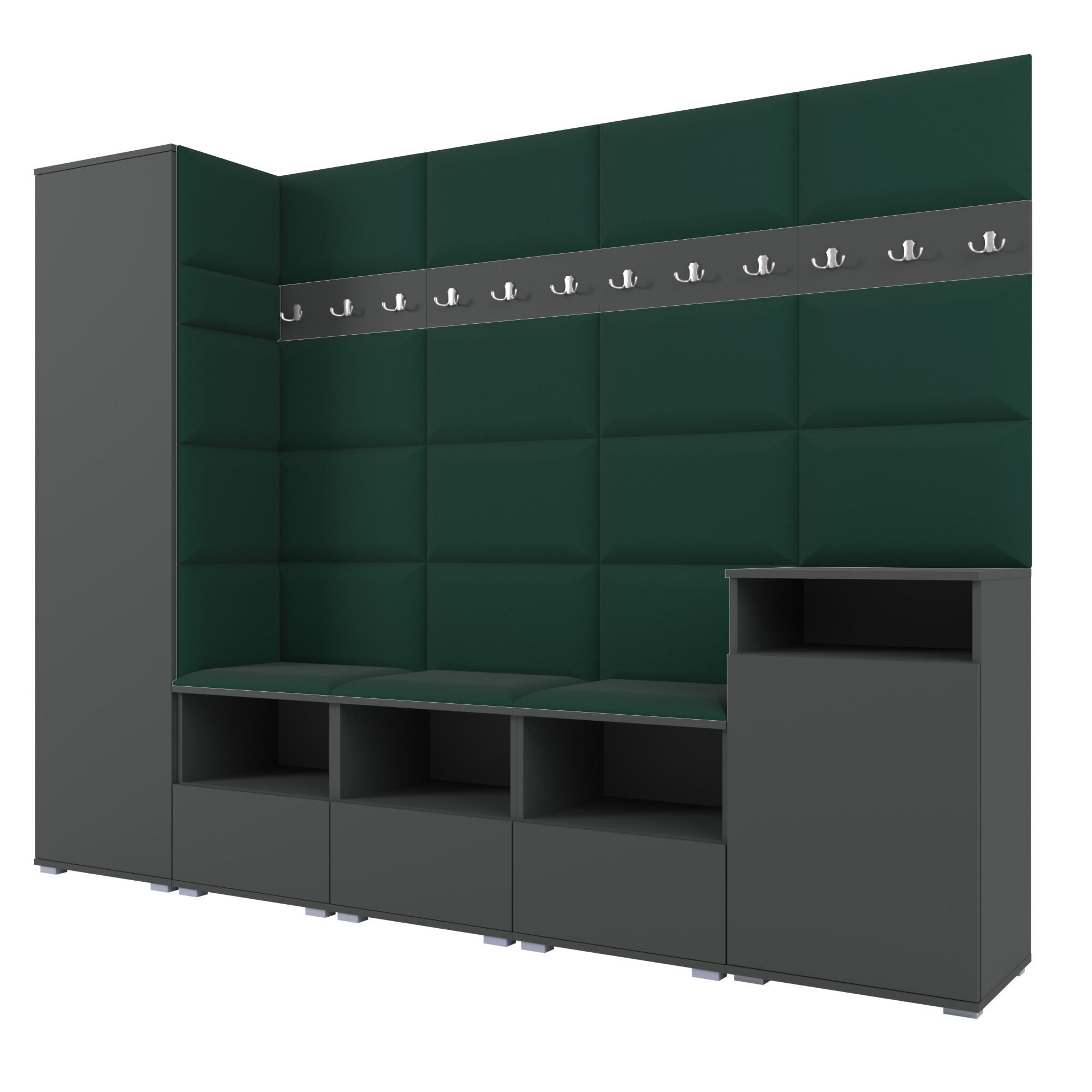 Ravio Garderobe Graphit, Dunkelgrün 250x187x40 cm
