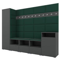 GARDEROBE NELA XI 250 cm (Modulare Flurmöbel Graphit mit Sitzpolster Flaschengrün 28 Großes Set) - Dunkelgrün/Silberfarben, Holz/Holzwerkstoff (250/187/40cm) - Ravio