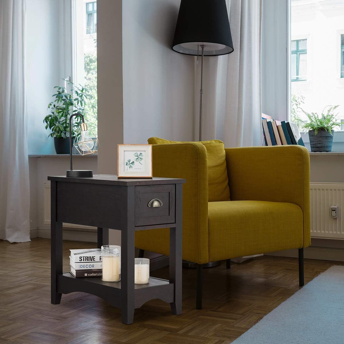 BEISTELLTISCH 59cm Dunkelbraun - Braun, Holz (56/33/59cm) - COSTWAY