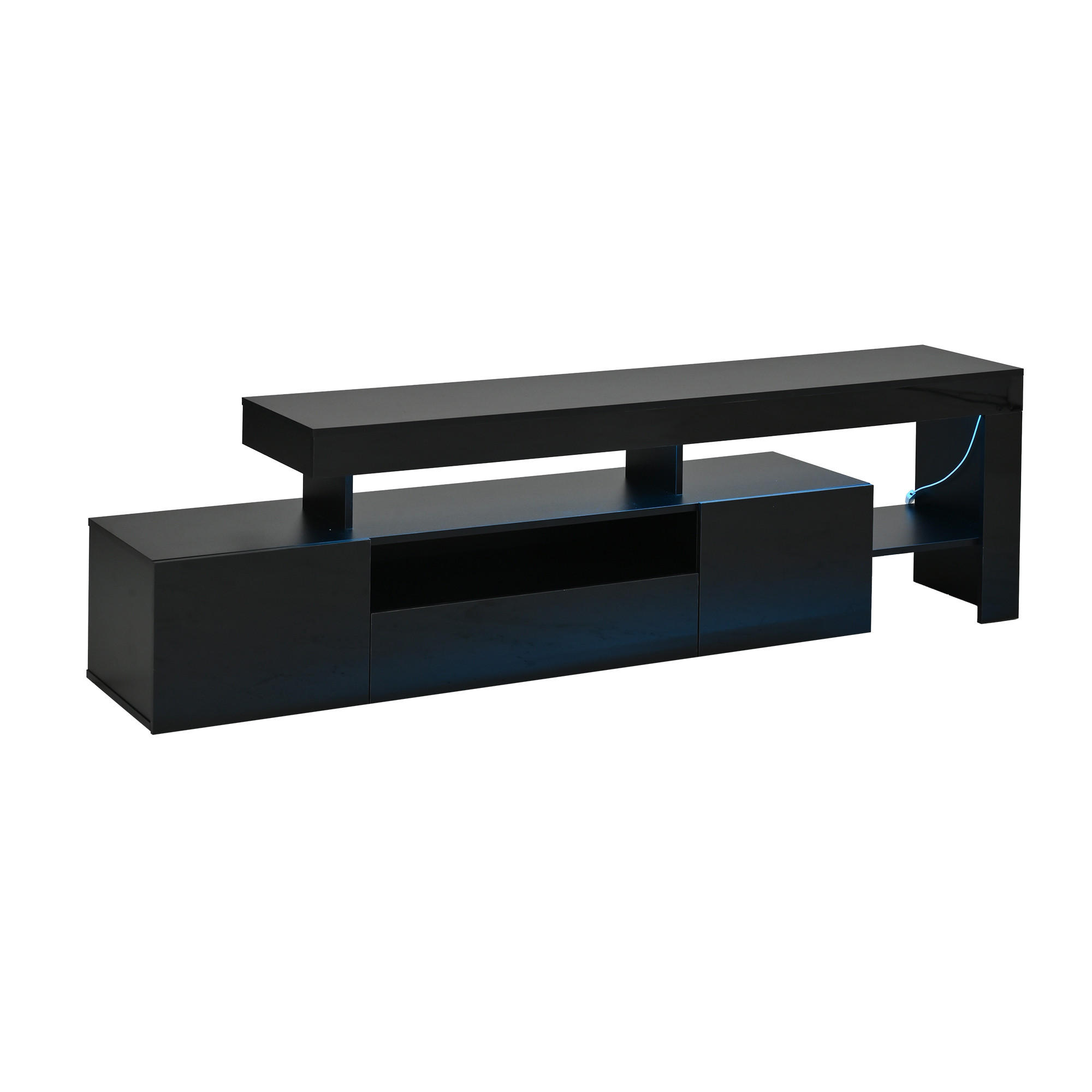 LOWBOARD DE-40375 3 Schränke mit LED und Hochglanz Schwarz - Schwarz, Holzwerkstoff (192/53/37cm) - ComfortXL