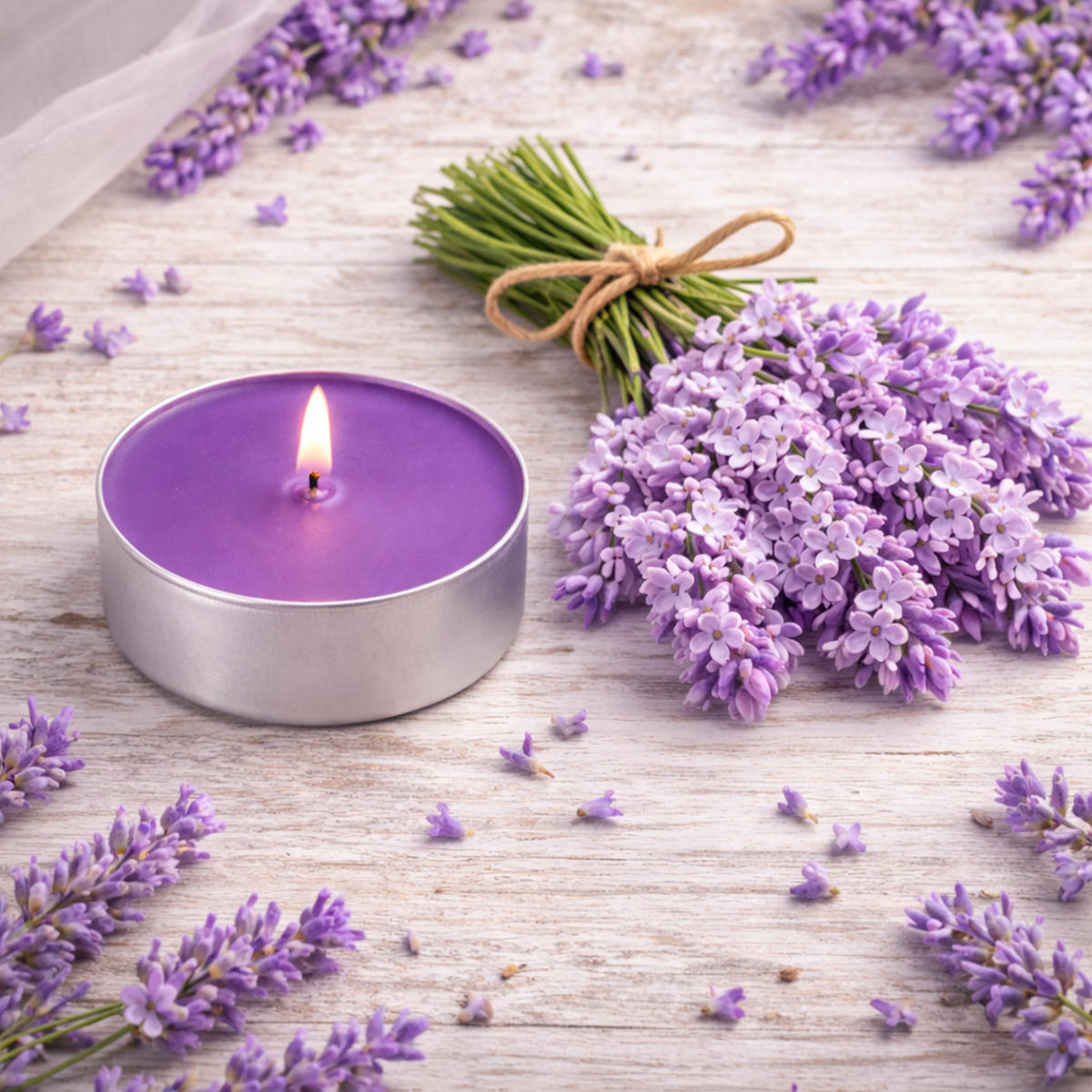 TEELICHT mit Duft - Flieder - 54er Pack - Flieder, Naturmaterialien (4/1.5/4cm) - HS Candle
