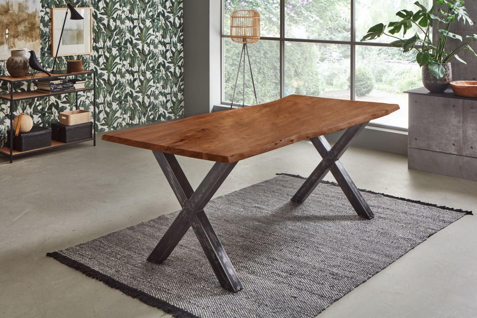 ESSTISCH FREDERIK - Schwarz/Braun, Holz/Metall (100/240/77cm) - SAM