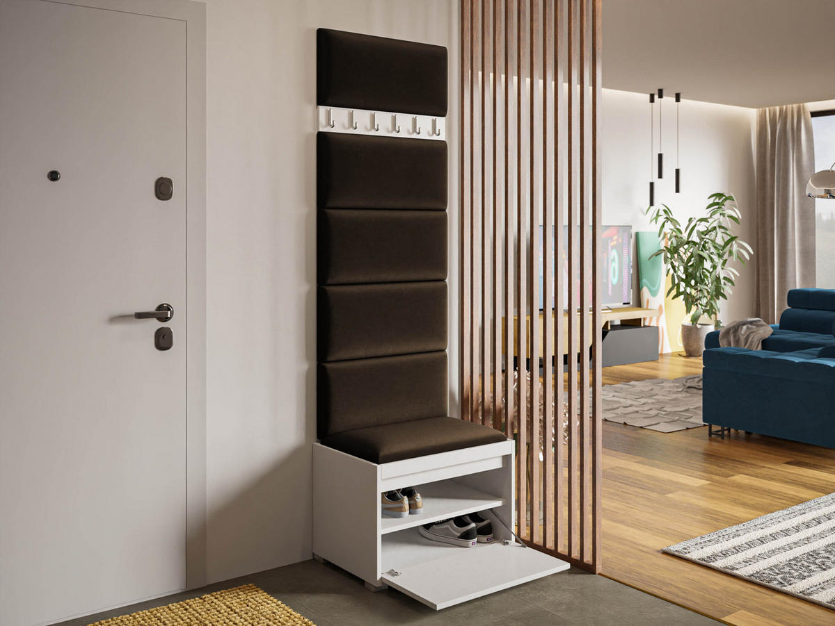 GARDEROBEN-SET Grawis 60 IV - Silberfarben/Braun, Holzwerkstoff/Kunststoff (64.5/45/34cm) - MIRJAN24