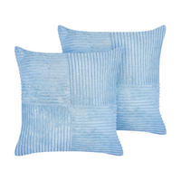 DEKOKISSEN CORD 2er-Set Blau 43/43 cm Millet - Blau, Textil (43/43cm) - Beliani