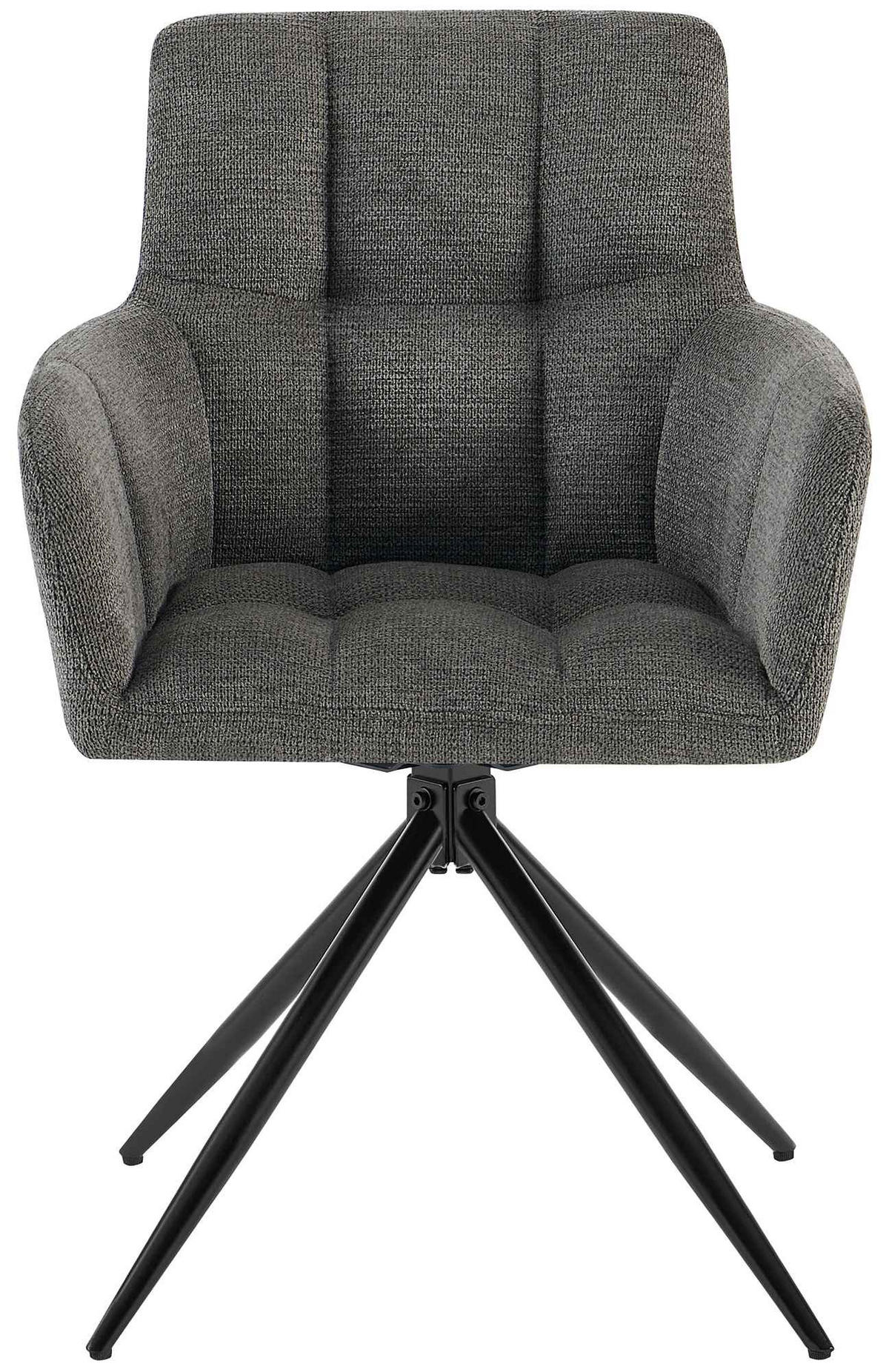 ESSZIMMERSTUHL 2er Set Debas Stoff Dunkelgrau Wohnzimmerstuhl - Dunkelgrau, Textil (59/87/59cm) - DELUKE