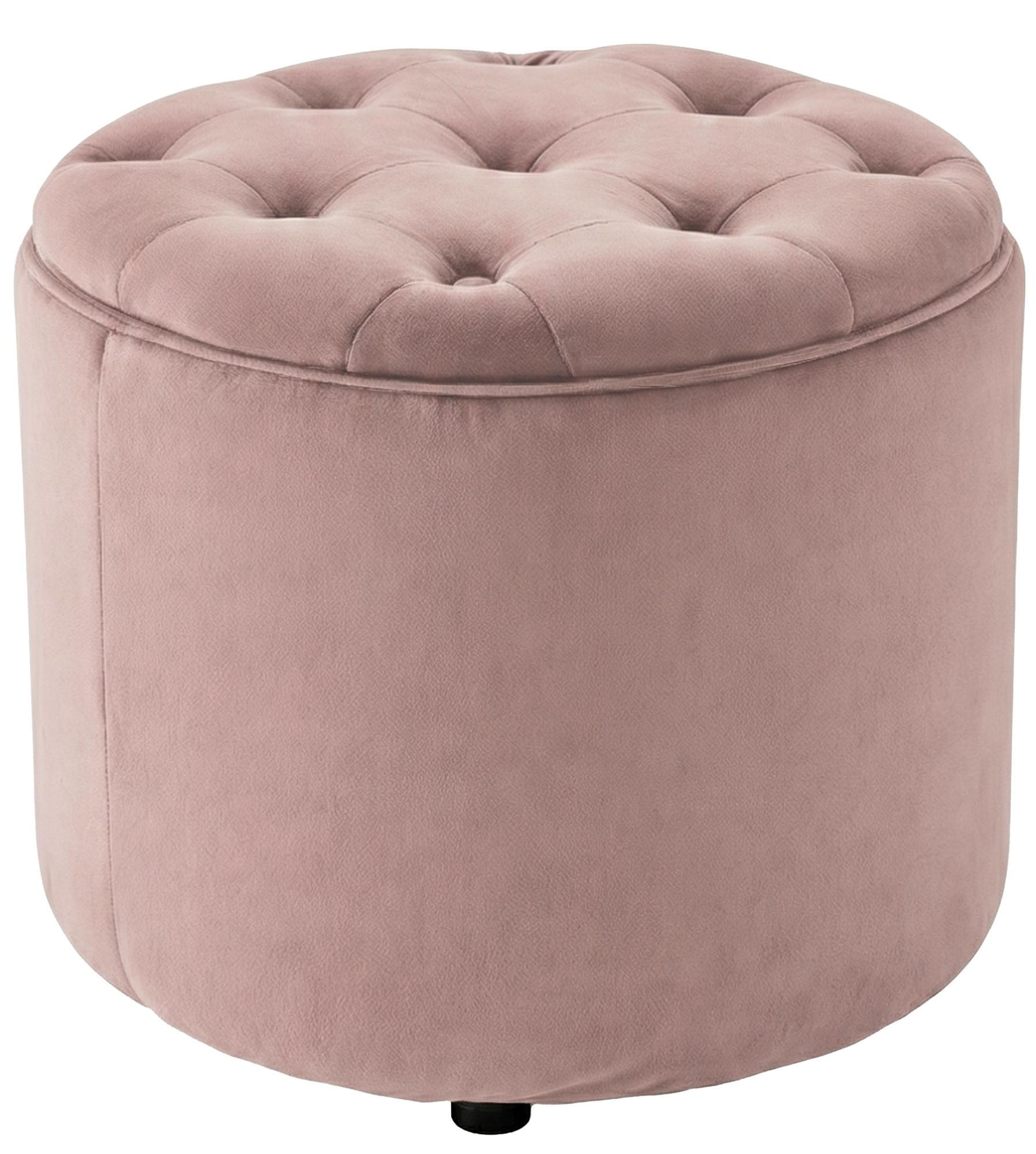 SITZWÜRFEL rund Samt Rosa - Schwarz/Rosa, Kunststoff/Textil (44/42/44cm) - CLP
