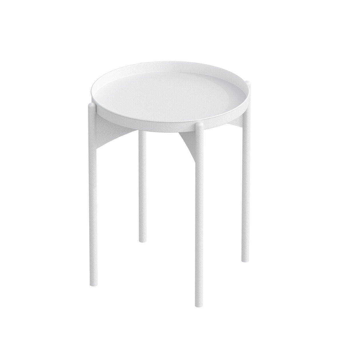 SIDOBORD med rund metallskiva, 57 cm högt - COLE - Vit, Metall (44/44/57cm) - Calicosy