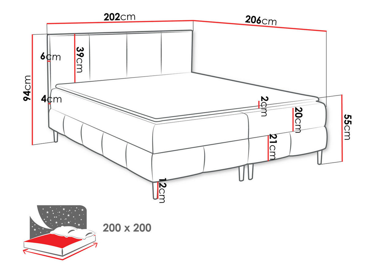 BOXBETT Box Best 2 - H3 - Schwarz/Grün, Holz/Holzwerkstoff (200/200cm) - MIRJAN24