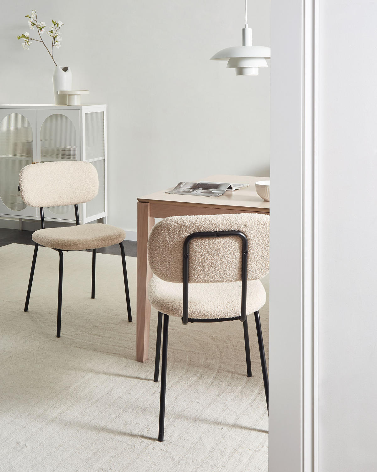 ESSZIMMERSTUHL 2er-Set Beige Adair - Beige/Schwarz, Textil (50/83/62cm) - Beliani