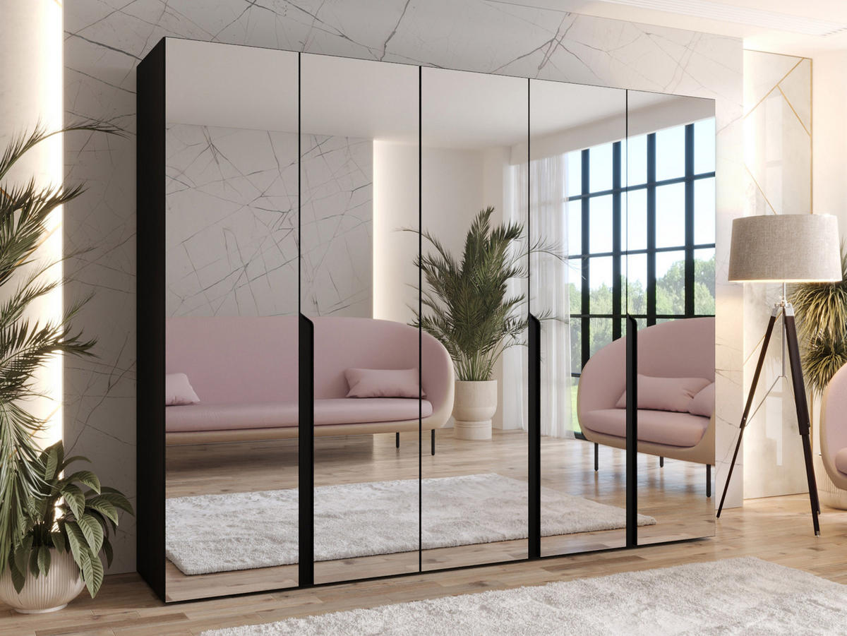 DREHTÜRENSCHRANK Mila III 250 - Schwarz, Holzwerkstoff/Kunststoff (250/202/52cm) - MIRJAN24