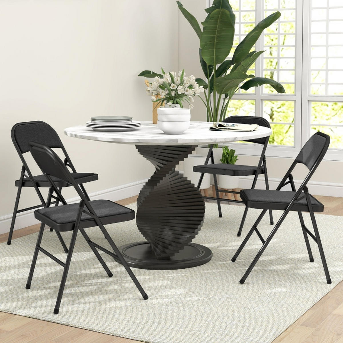 KLAPPSTUHL DE-36025 4er Set Schwarz - Schwarz, Metall (45/78/46cm) - ComfortXL