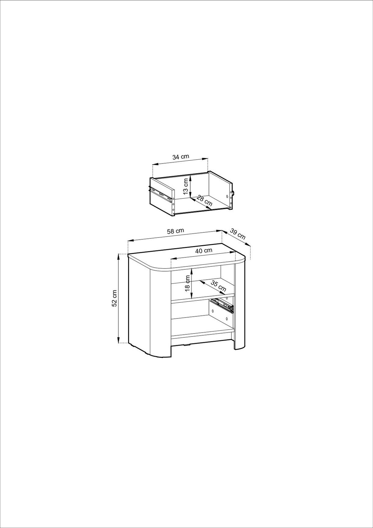 NACHTTISCH – S52 – BARI – Eiche Vicenza – Moderner Beistelltisch mit Schublade - Eiche Artisan, Holzwerkstoff (58/52/39cm)