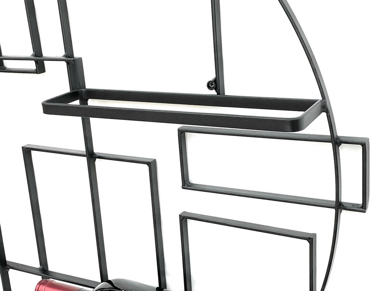 WEINREGAL für 4 Flaschen 80 cm Wand Metall Schwarz "Pi4" - Schwarz, Metall (80/75/10cm) - DanDiBo