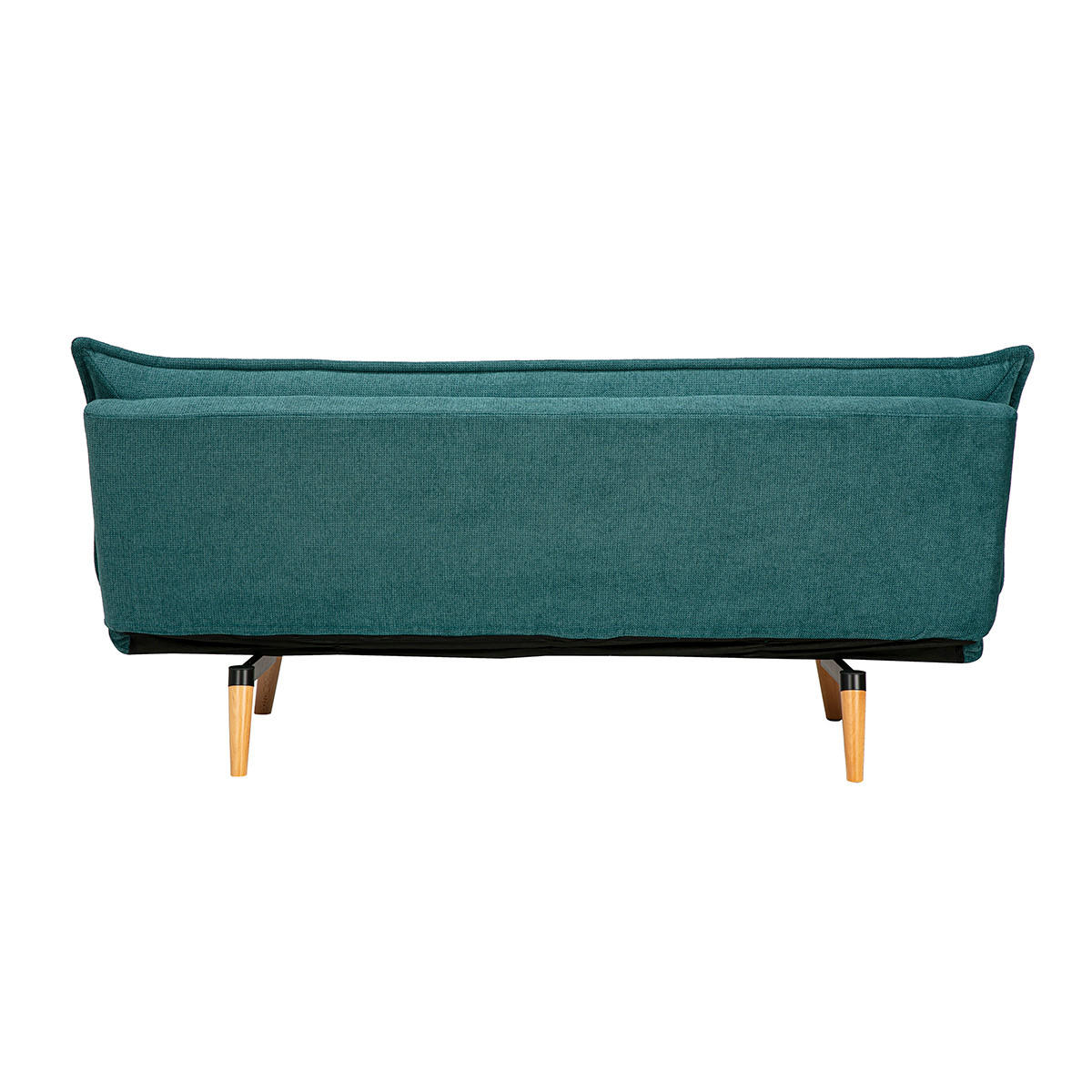 SCHLAFSOFA für 3 Personen in texturiertem Céladon Samt-Effekt Stoff und hellem Holz BINGO - Blau, Textil (91.5/85.5/188cm) - Miliboo