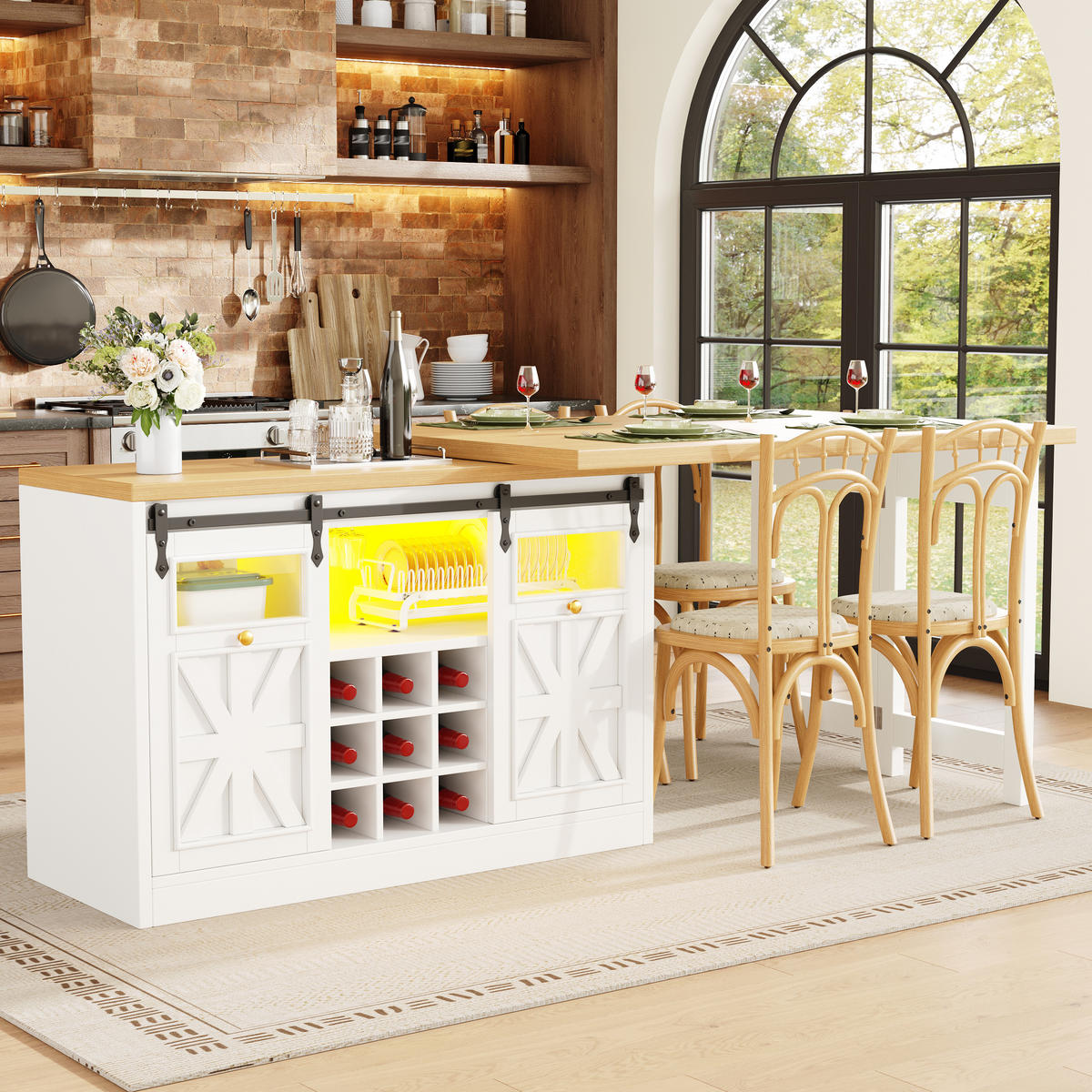 BARTISCH DE-38582 ausziehbar 120-197 cm 360° drehbar und RGB-LED Weiß - Weiß, Holzwerkstoff (40/120/72cm) - ComfortXL