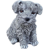 STEINFIGUR Hund Schnauzer Gartenfigur frostfest wetterfest - Grau, Stein (14/14/9cm) - stoneandstyle