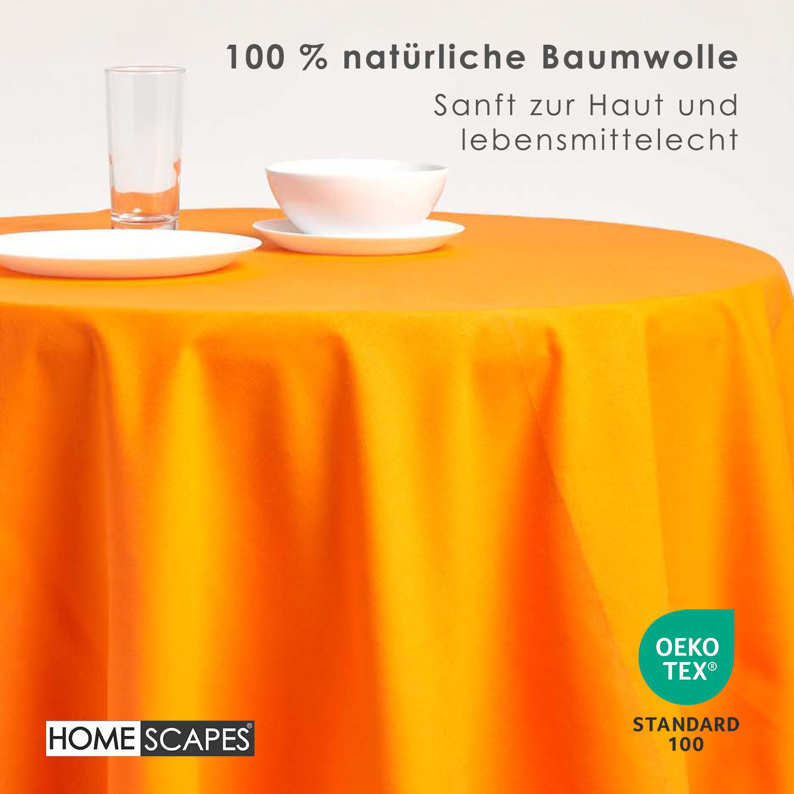 TISCHDECKE orange rund 178 cm, 100% Baumwolle - Orange, Textil (178/178cm) - Homescapes