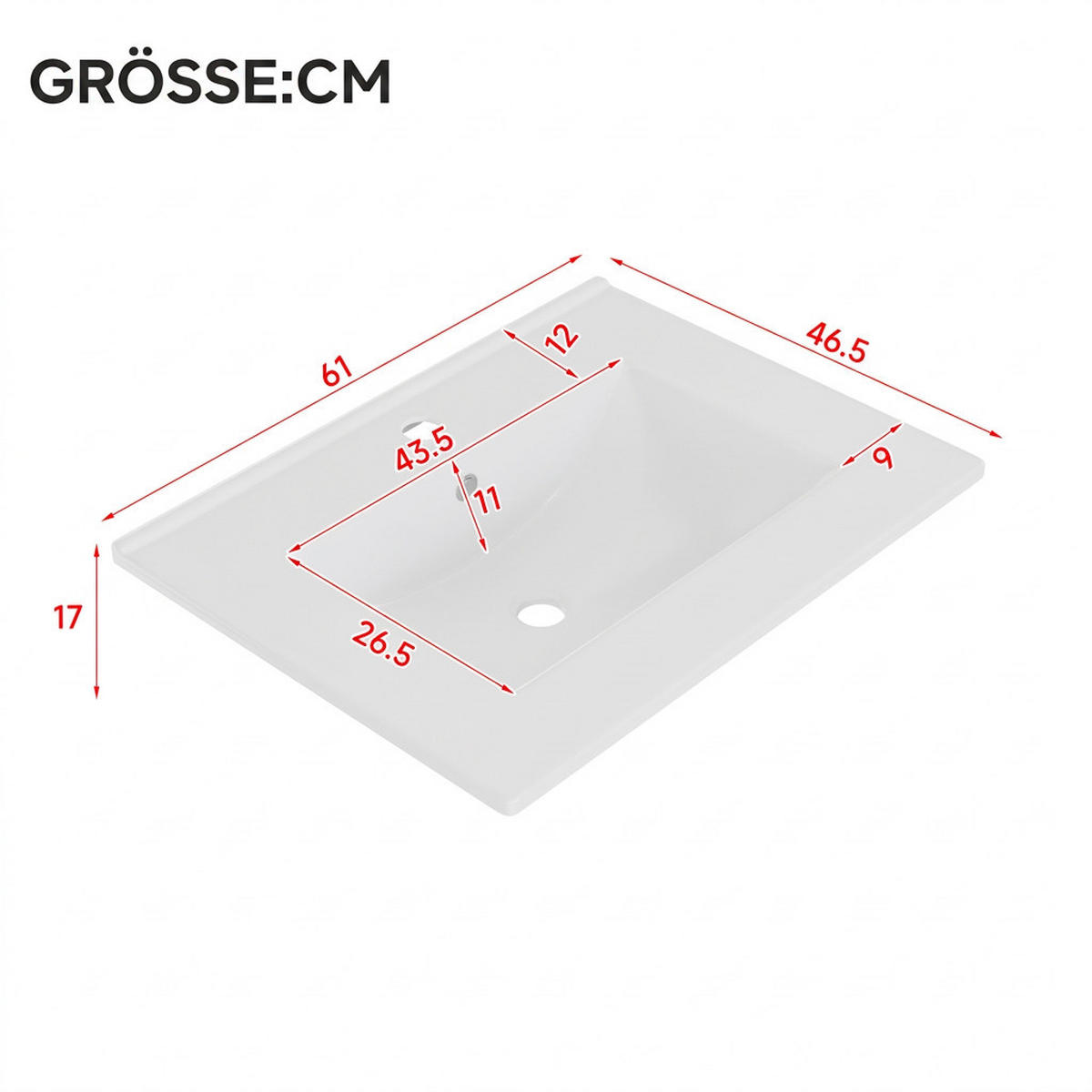WASCHTISCHKOMBI 61/46.5/87 cm Weiß mit 2 Schubladen, ohne Wasserhahn - Weiß, Holz/Holzwerkstoff (46.5/87/61cm) - Oxeza