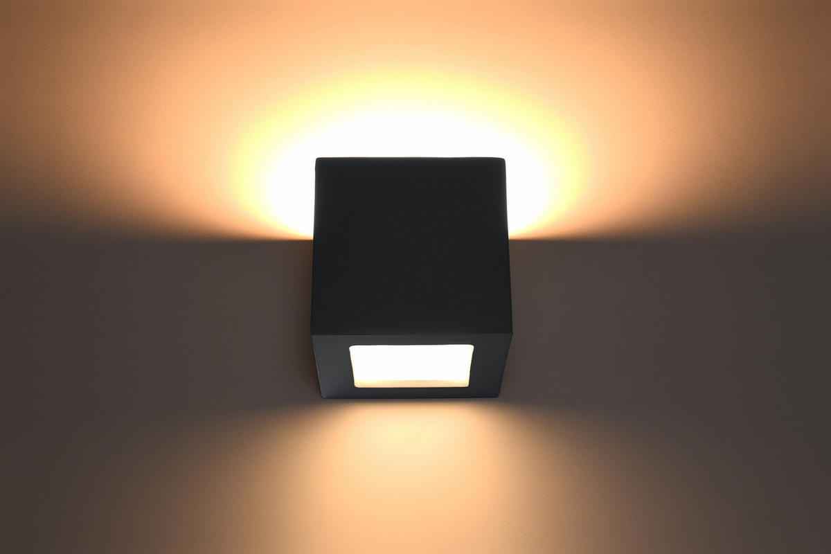 WANDLEUCHTE Keramik Schwarz Glas - Schwarz, Glas (14/14/14cm) - Sollux Lighting