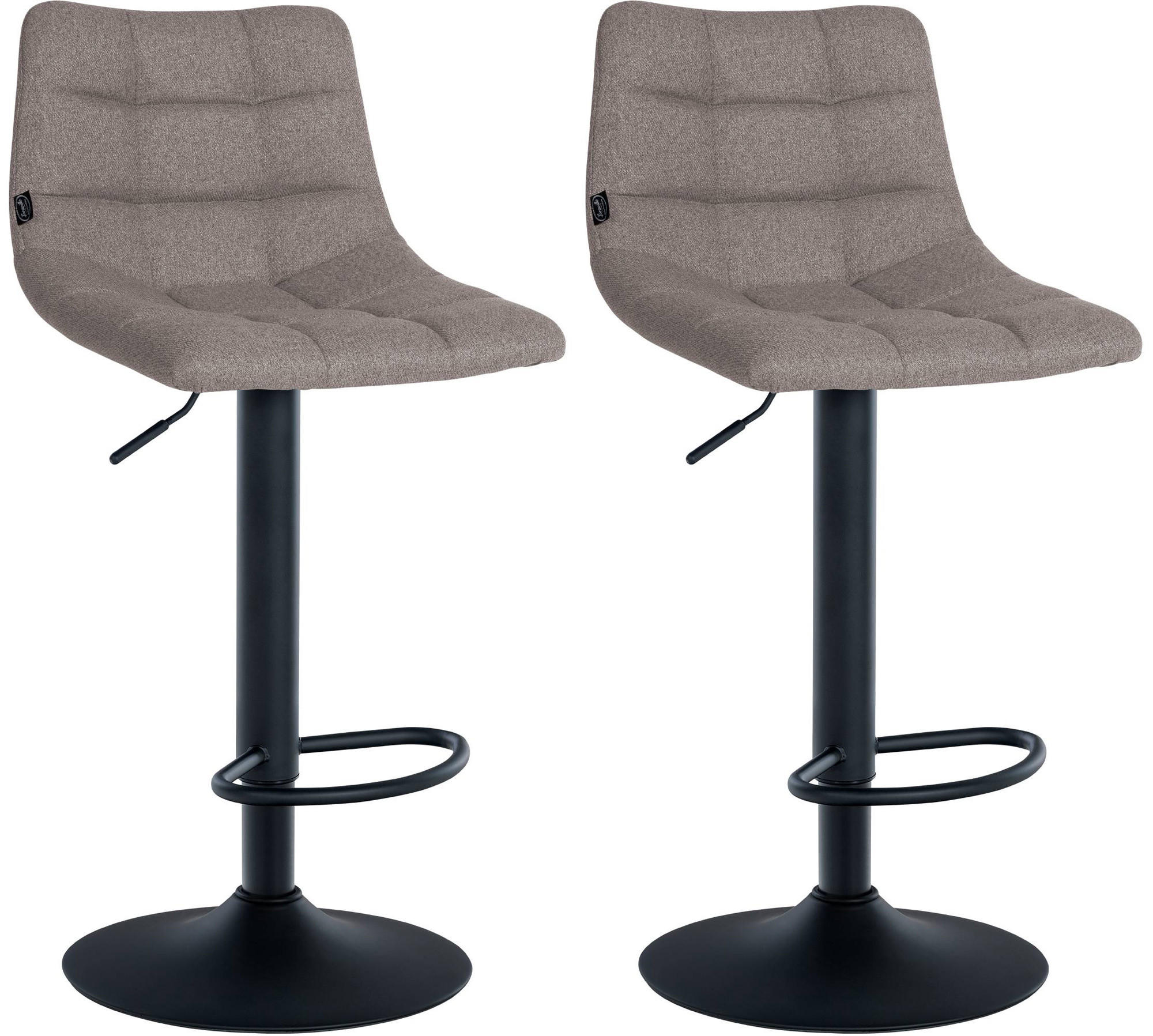 BARHOCKER 2er Set Stoff grau - Schwarz/Grau, Textil/Metall (43/87/46.5cm) - CLP