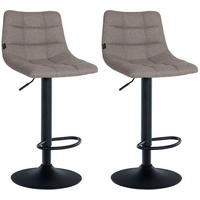 BARHOCKER 2er Set Stoff grau - Schwarz/Grau, Textil/Metall (43/87/46.5cm) - CLP
