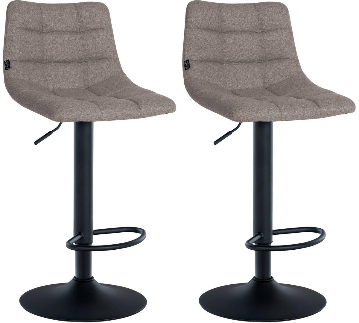 BARHOCKER 2er Set Stoff grau - Schwarz/Grau, Textil/Metall (43/87/46.5cm) - CLP