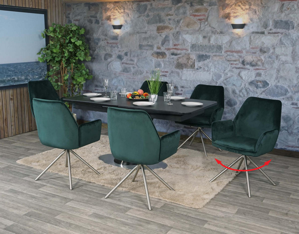 ESSZIMMERSTUHL Grün, Silber 6er-Set - Silberfarben/Grün, Textil (60/86/60cm) - MCW