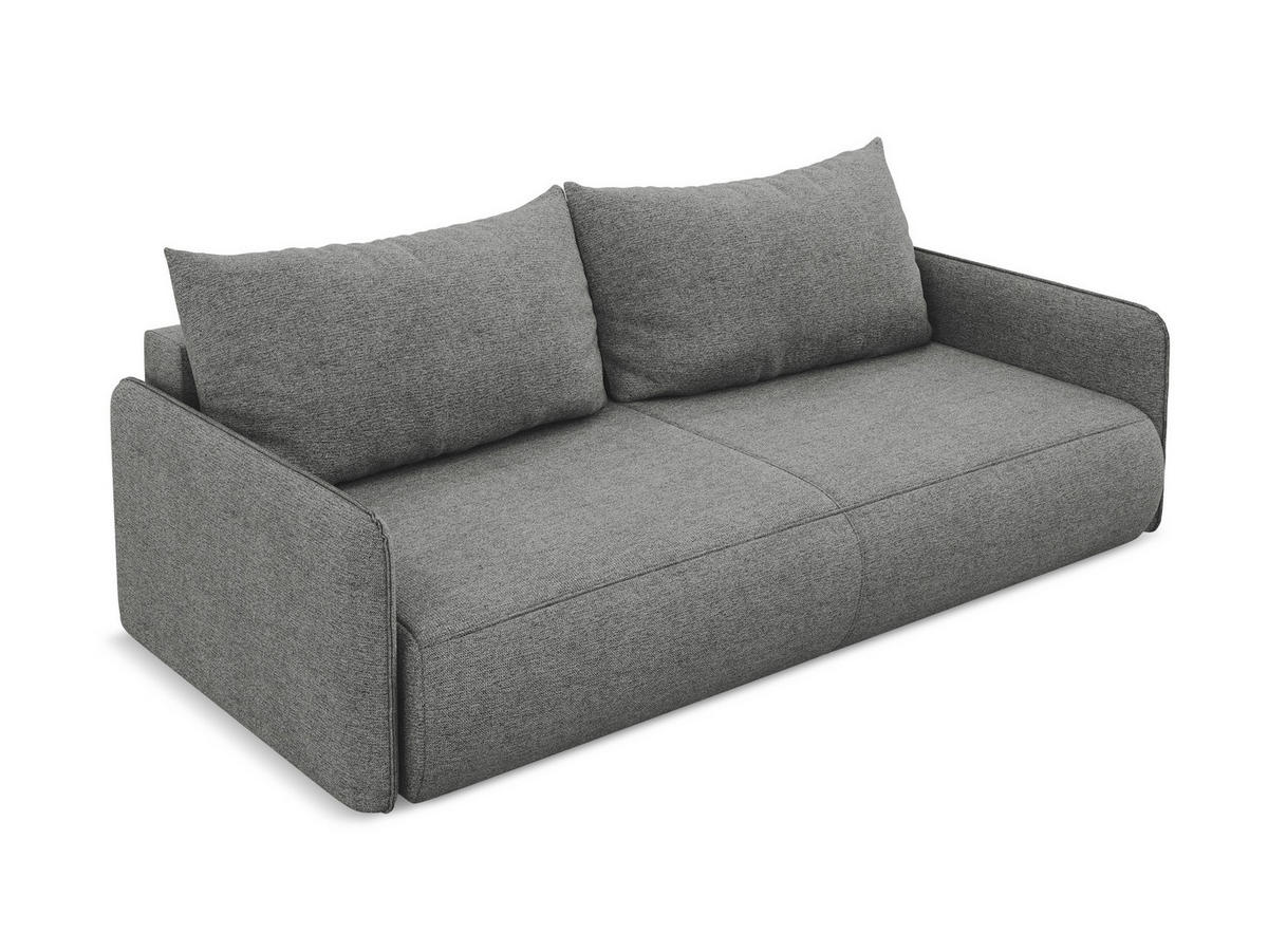 3-SITZER SOFA mit Schlaffunktion Chenille Stoff Grau - Schieferfarben/Schwarz, Kunststoff/Textil (216/86/105cm) - Makamii