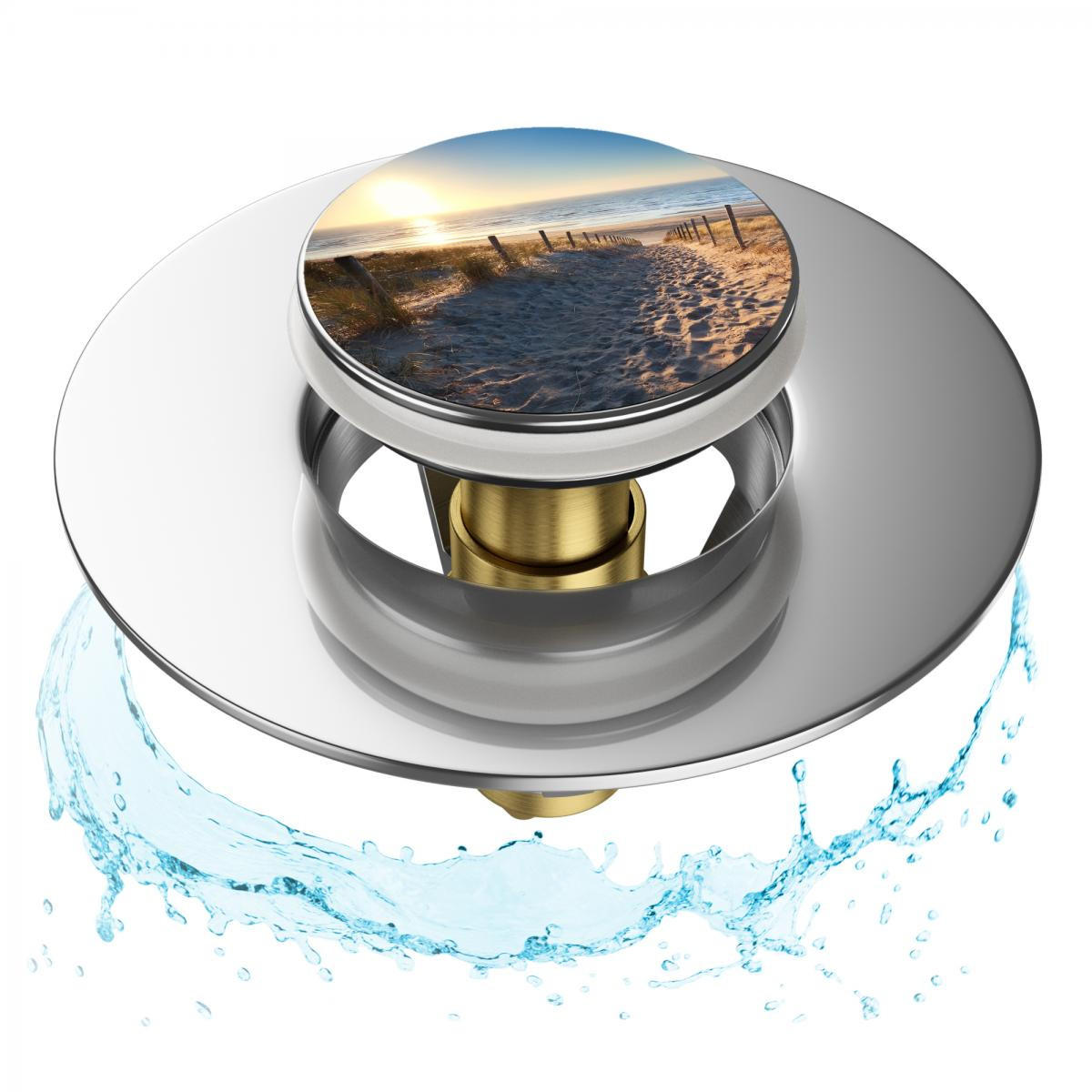 WASCHBECKENSTÖPSEL Pop-Up Düne - Beige, Metall (6/4/5cm) - Sanilo