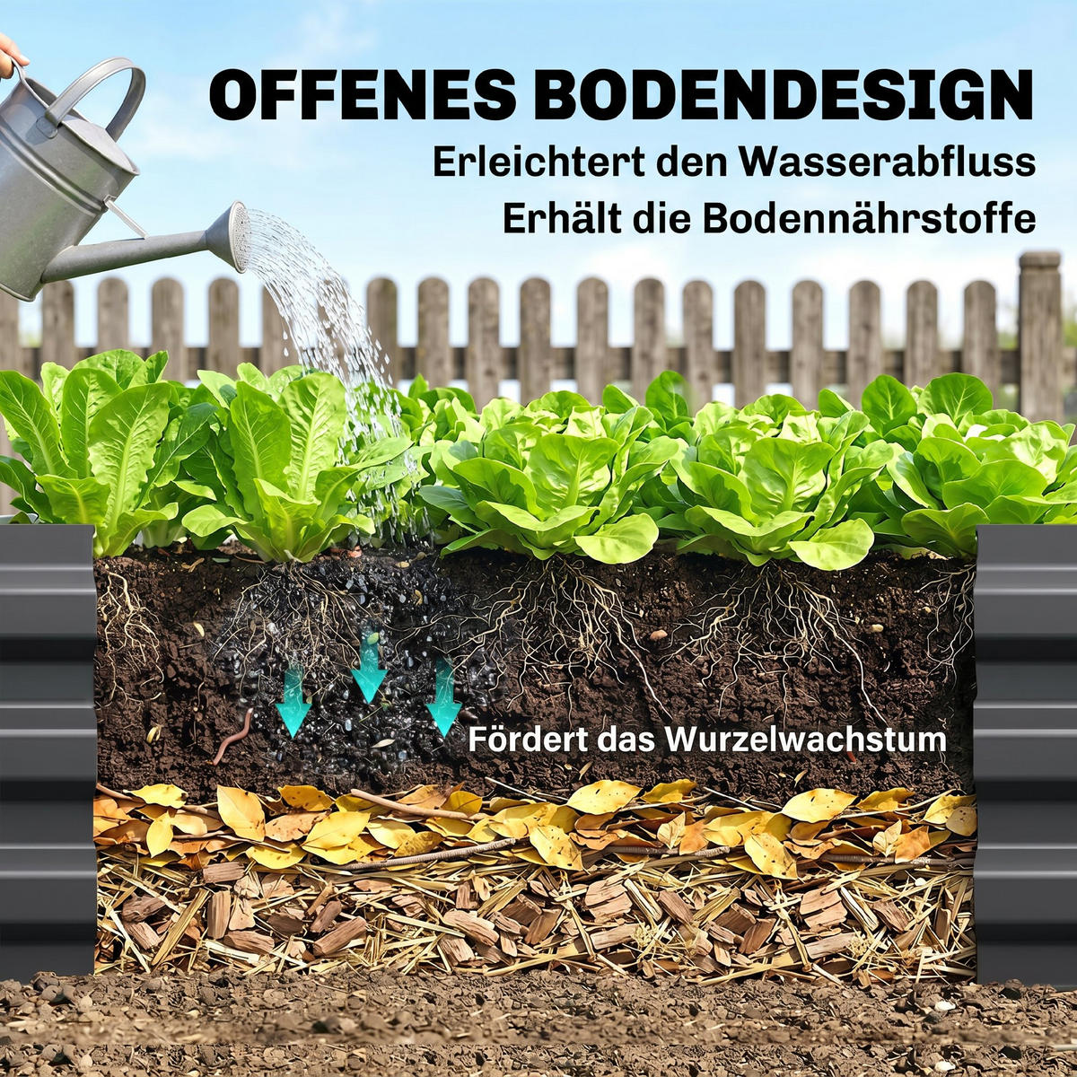 HOCHBEET DE-05452 Kompakt, offener Boden Grau - Grau, Metall (241/30/90.5cm) - ComfortXL
