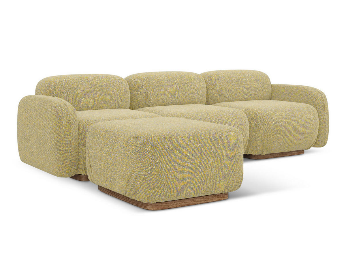 ECKSOFA Beidseitig Strukturstoff Stoff Gelb - Currygelb/Gelb, Holz/Textil (270/190cm) - Makamii